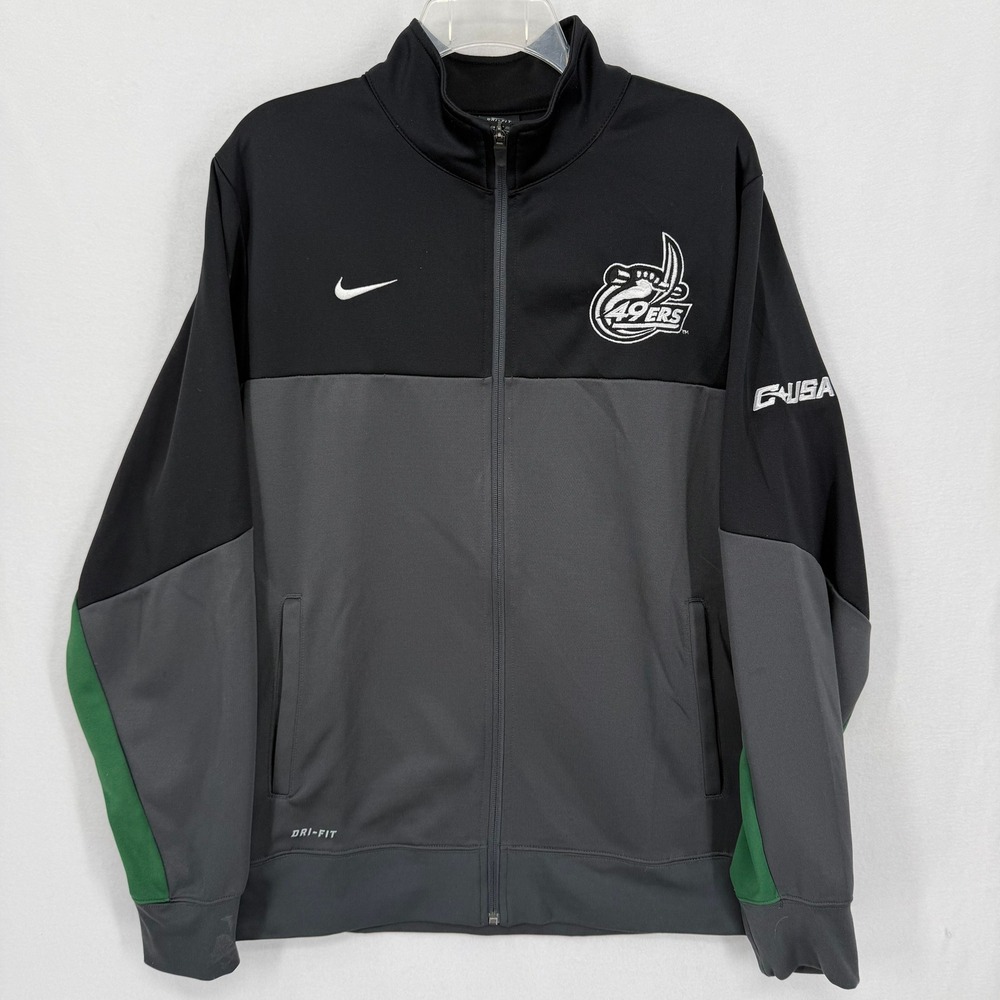 Nike Charlotte 49ers Dri-FIT Full Zip Track Jacket Mens Medium Black Gray 553400